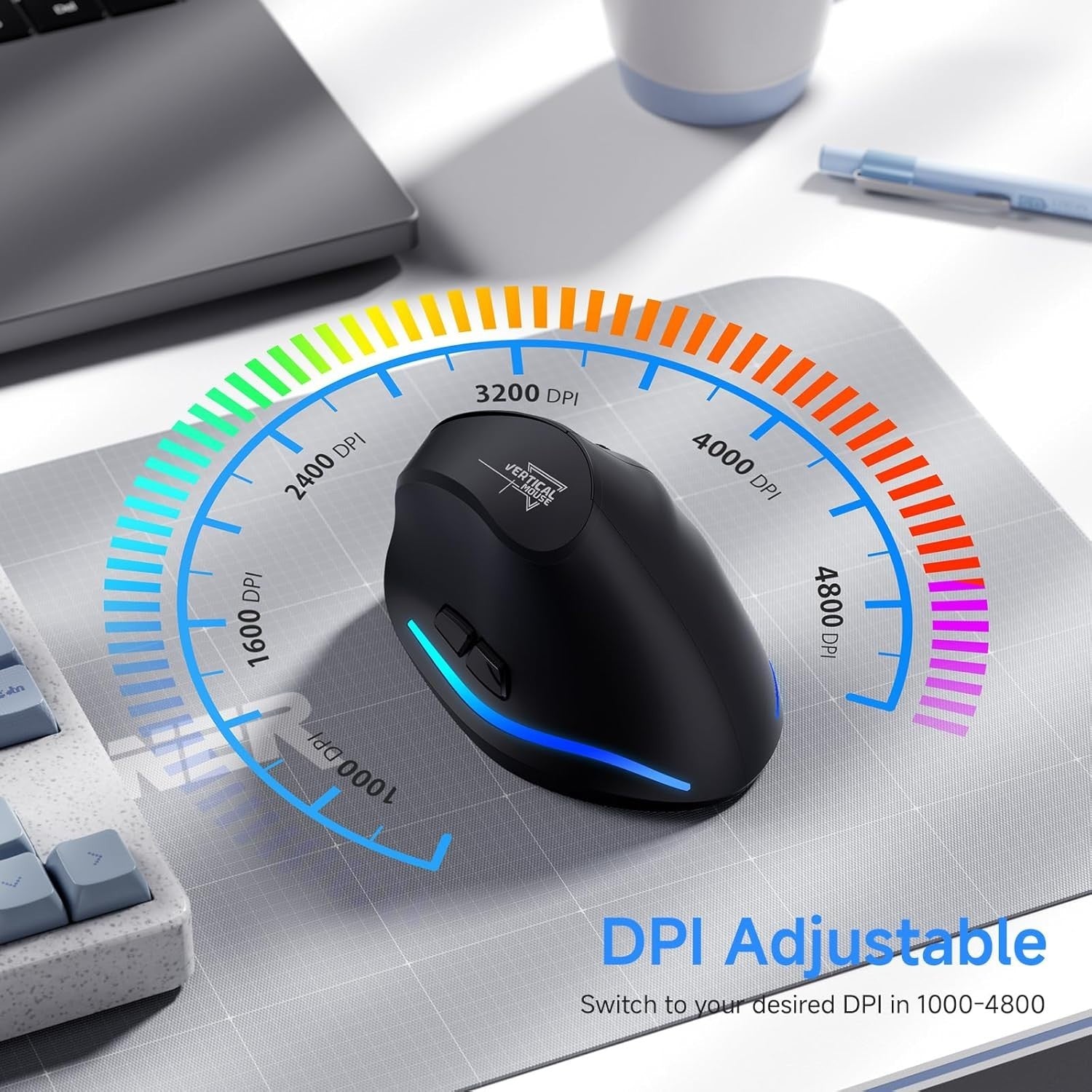 Vertical Ergonomic Wireless Mouse Rechargeable 4800 DPI 6 Button