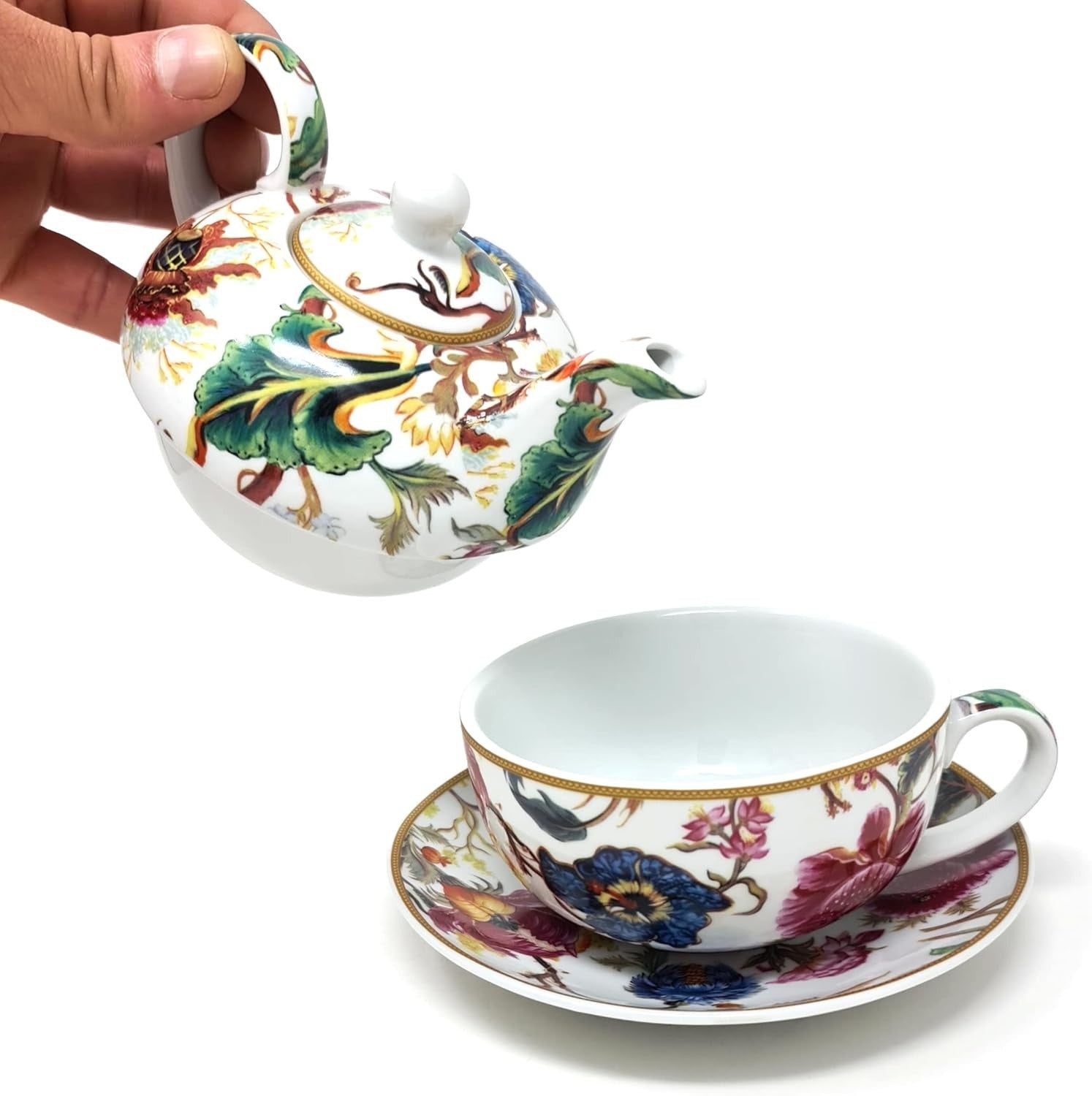Tea For One Teapot Cup Saucer Set 600ml Fine China Floral Gift Box