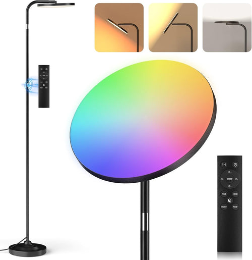 RGB LED Floor Lamp 36W Remote Dimmable 350° Rotating Modern Standing Light