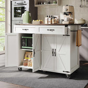 Farmhouse Kitchen Island Trolley with Fold-Out Table, Storage & Wheels