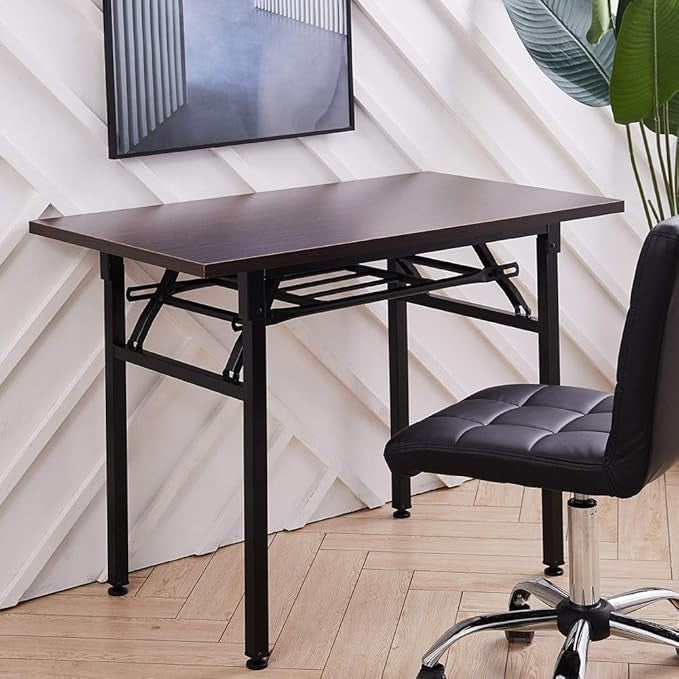 Folding Computer Desk Home Office Study Table Metal Frame Space Saving