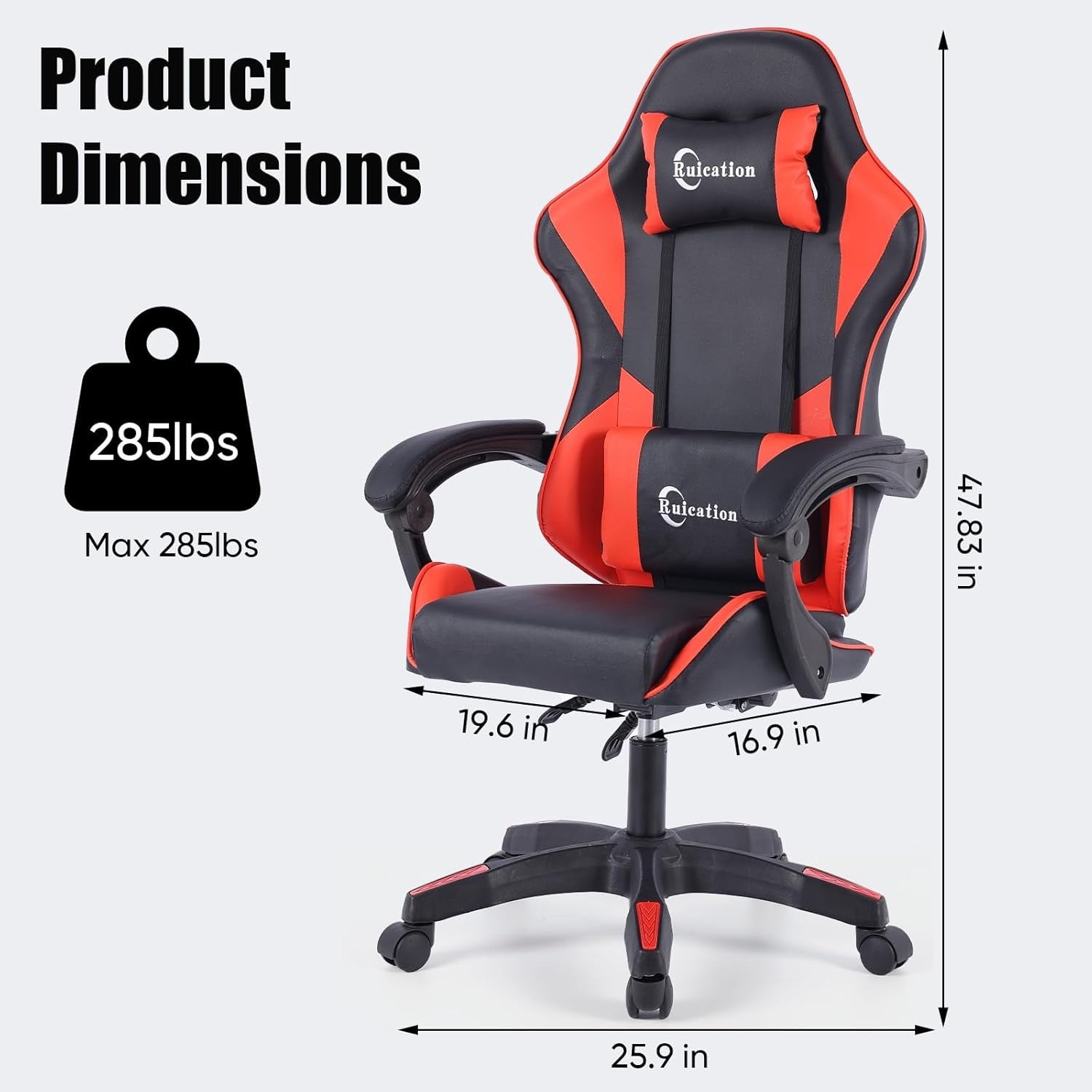 Ergonomic Gaming Chair Reclining Office Desk Chair Lumbar Support Red