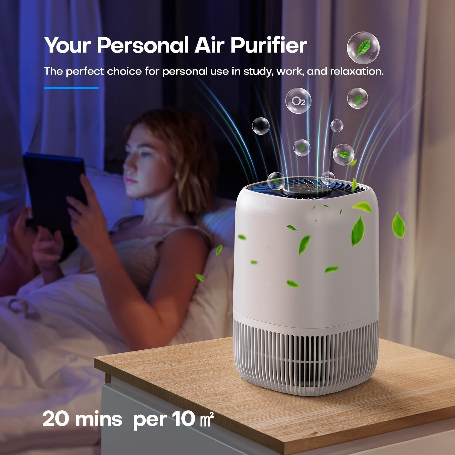 HEPA H13 Air Purifier 99.97% Allergy Dust Odour Pet Pollen Bedroom
