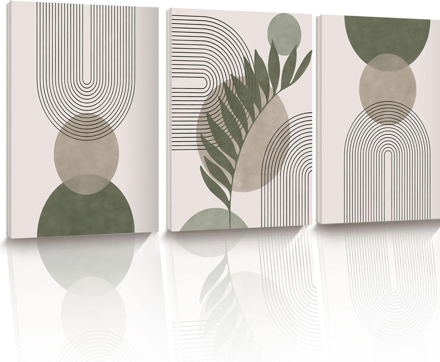 Sage Green Boho Framed Wall Art Set of 3 30x40cm