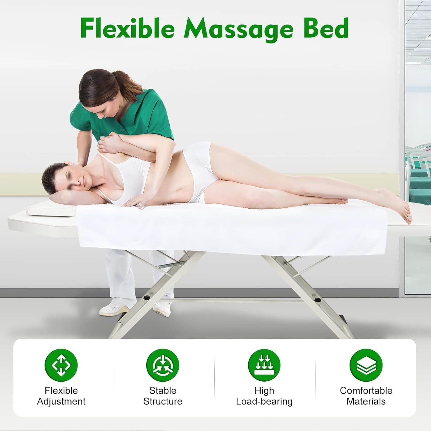 Foldable Portable Massage Bed 3-Section Beauty Salon Spa Table White 180×60cm