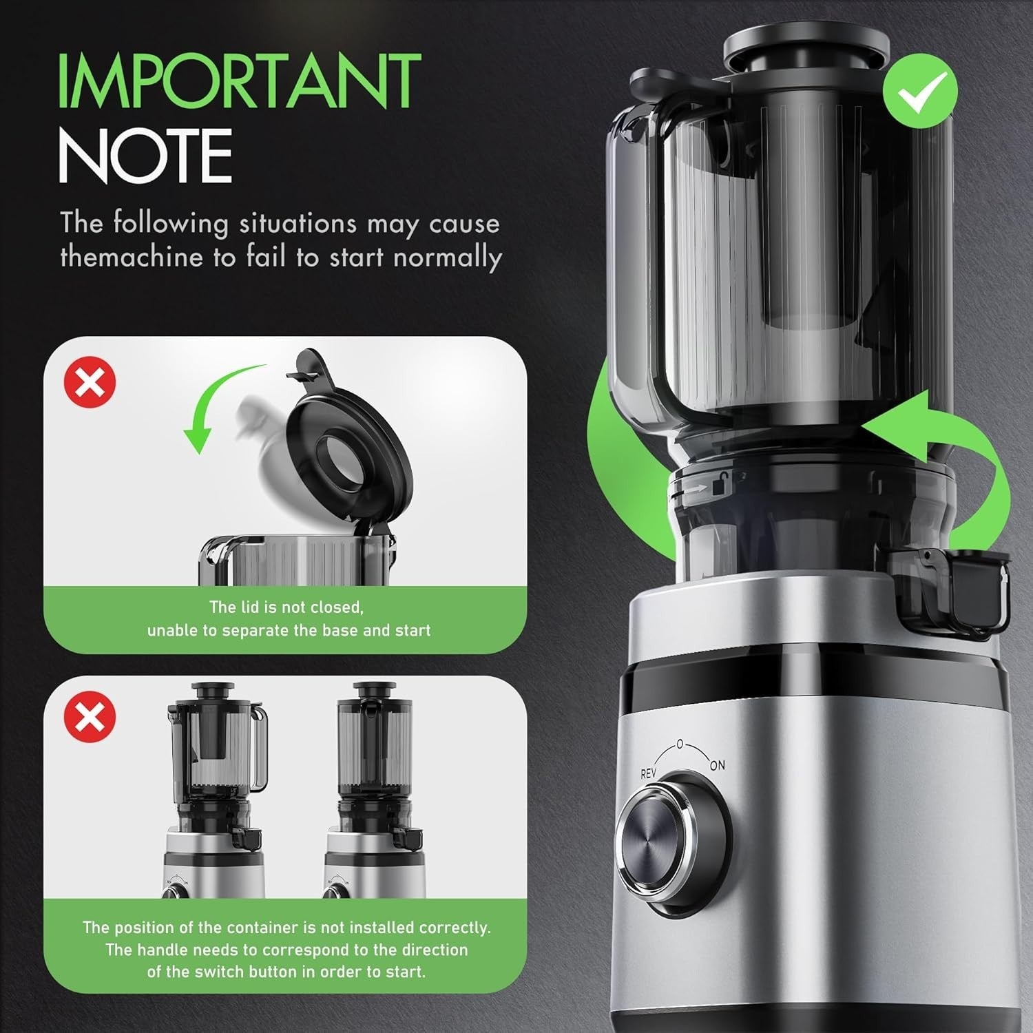 Cold Press Juicer 110mm Wide Chute Whole Fruit 350W Quiet High Yield BPA