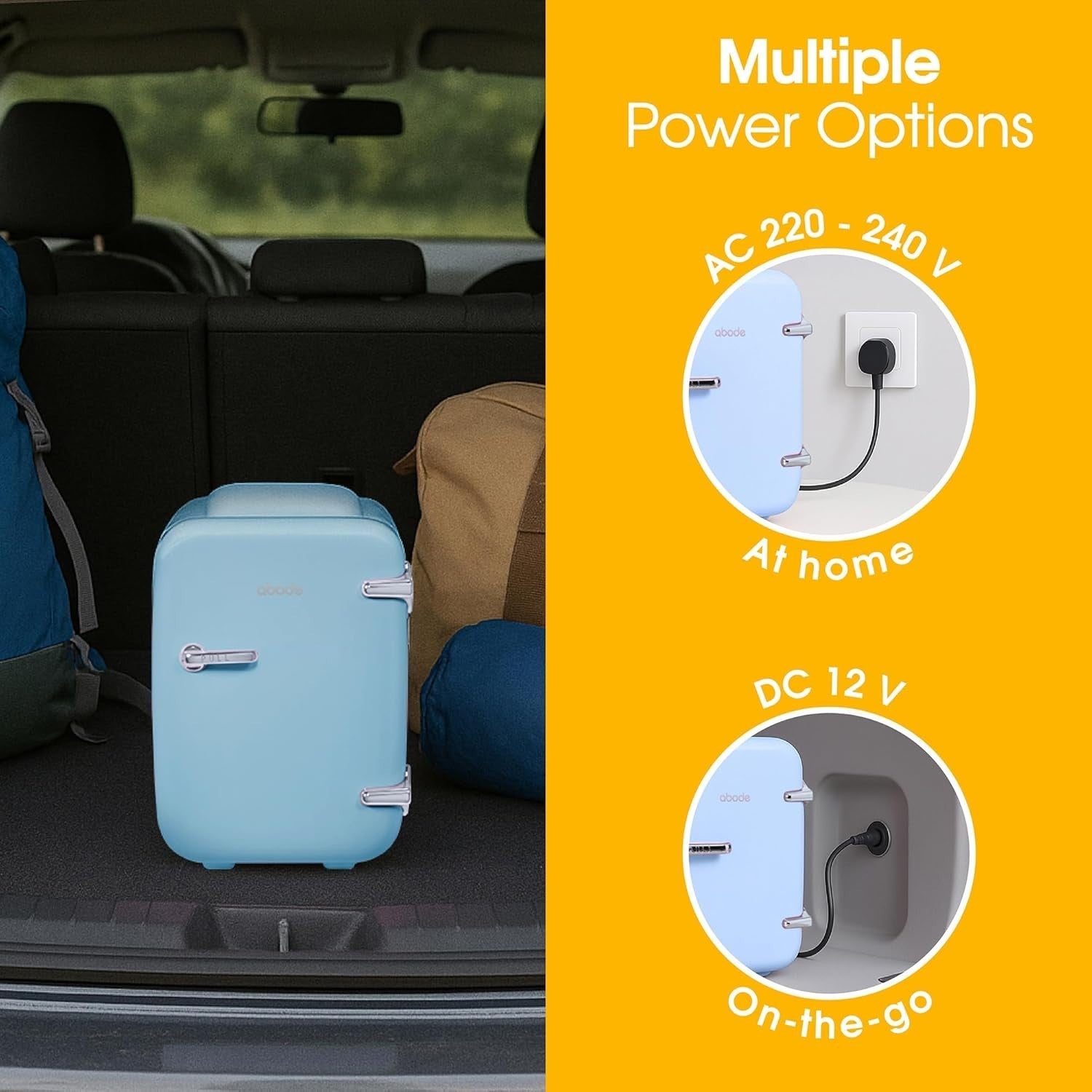4L Mini Fridge Cooler & Warmer Portable Retro AC 12V Blue