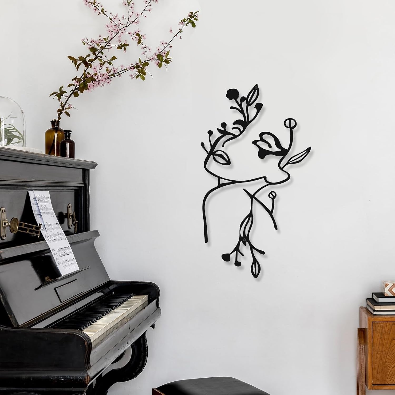 3Pcs Metal Wall Art Minimalist Abstract Woman Plant Decor