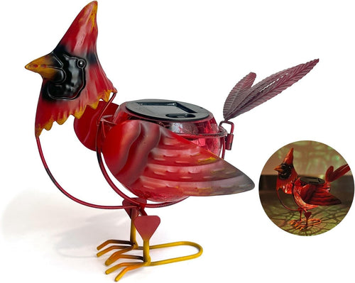 Solar Cardinal Garden Light Metal Bird Ornament Outdoor LED Yard Patio Decor