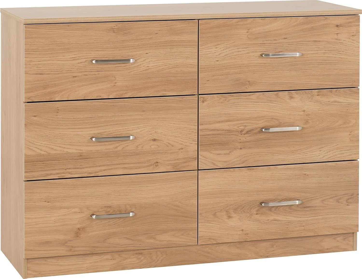 Oak Effect 6 Drawer Chest - Spacious Bedroom Storage, Durable & Sleek Design