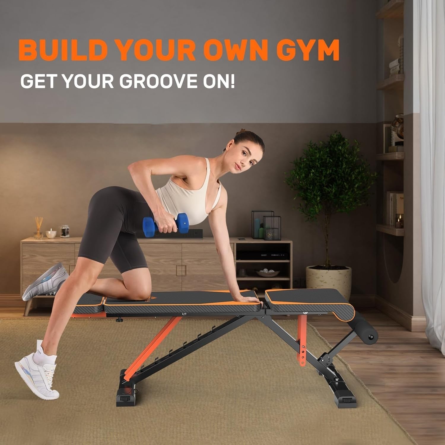 880LB Adjustable Folding Weight Bench Full Body Home Gym Trainer
