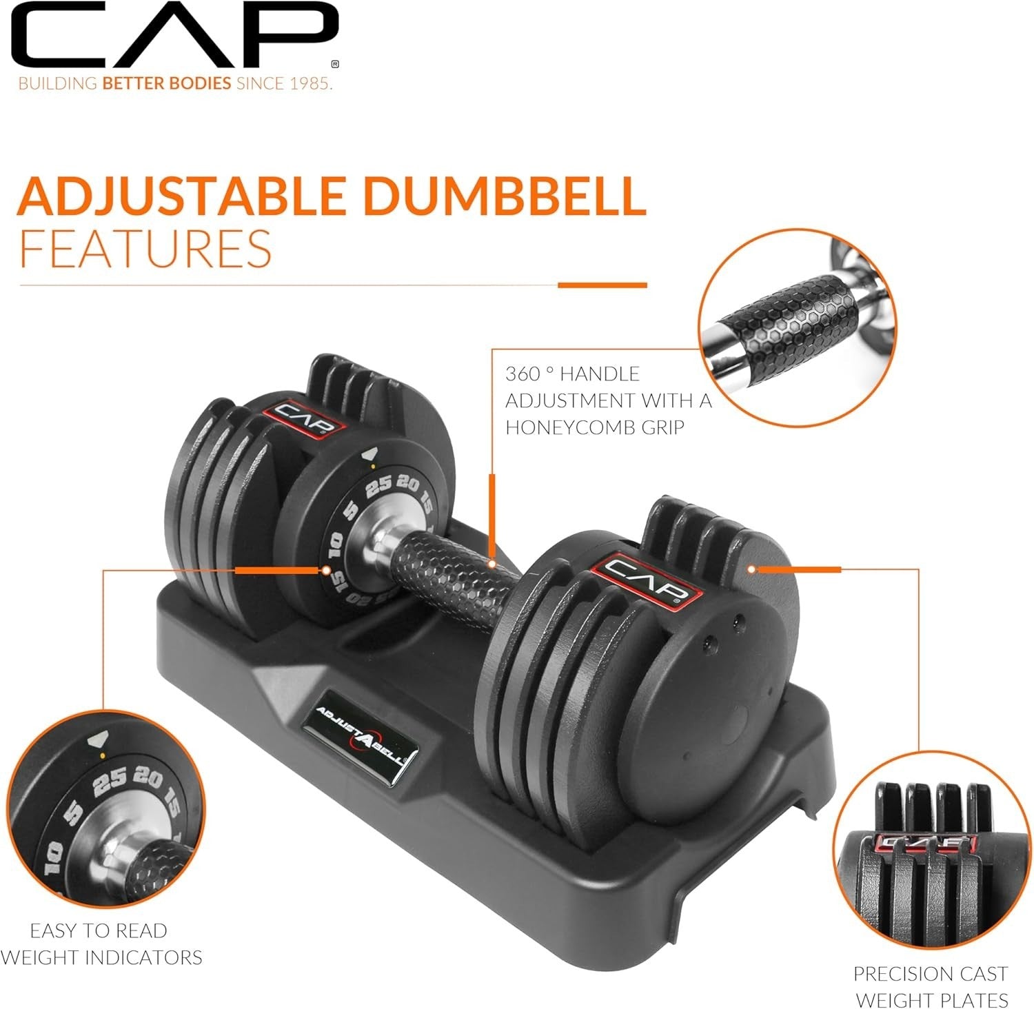 25lb Adjustable Dumbbell Pair Quick Twist Dial Space Saving Home Gym
