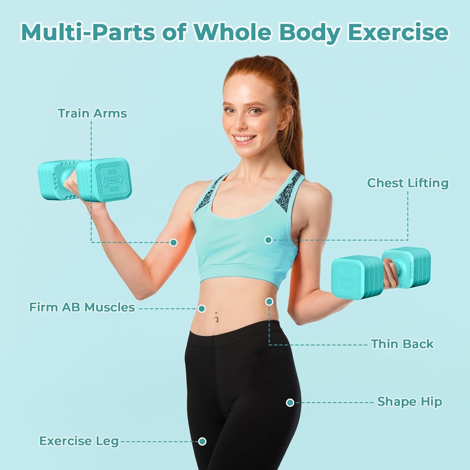 5KG Adjustable Dumbbells Pair 4-in-1 Compact Non-Slip Home Fitness