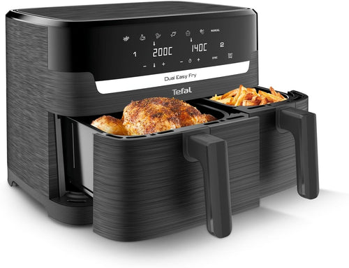Dual Zone Digital Air Fryer 2 Drawer 8.3L Extra Crisp Roast Bake 8in1