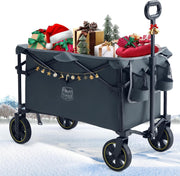 200L Folding Camping Trolley Wagon Heavy Duty Wheels Adjustable Handle