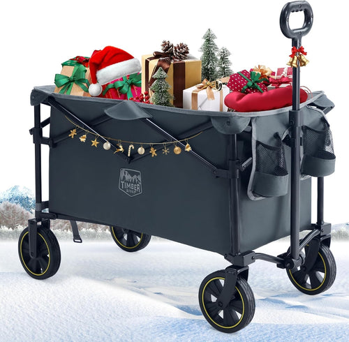 200L Folding Camping Trolley Wagon Heavy Duty Wheels Adjustable Handle