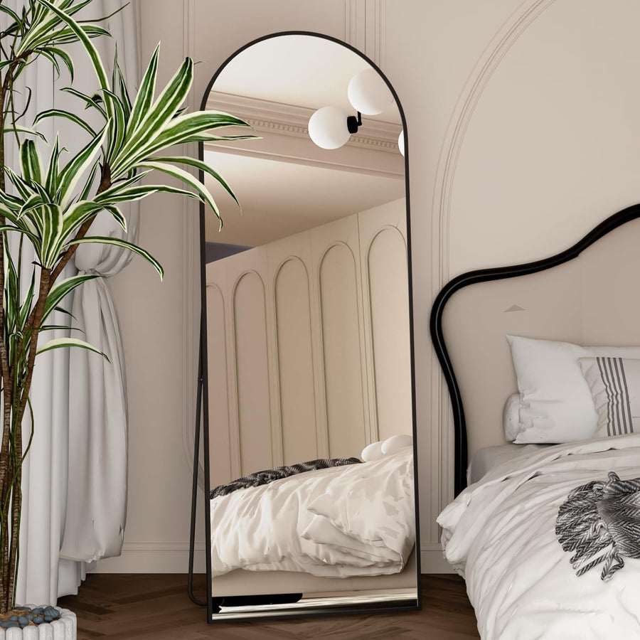 Arch Full Length Mirror 162x53cm Black Wall Leaning Floor Standing Modern