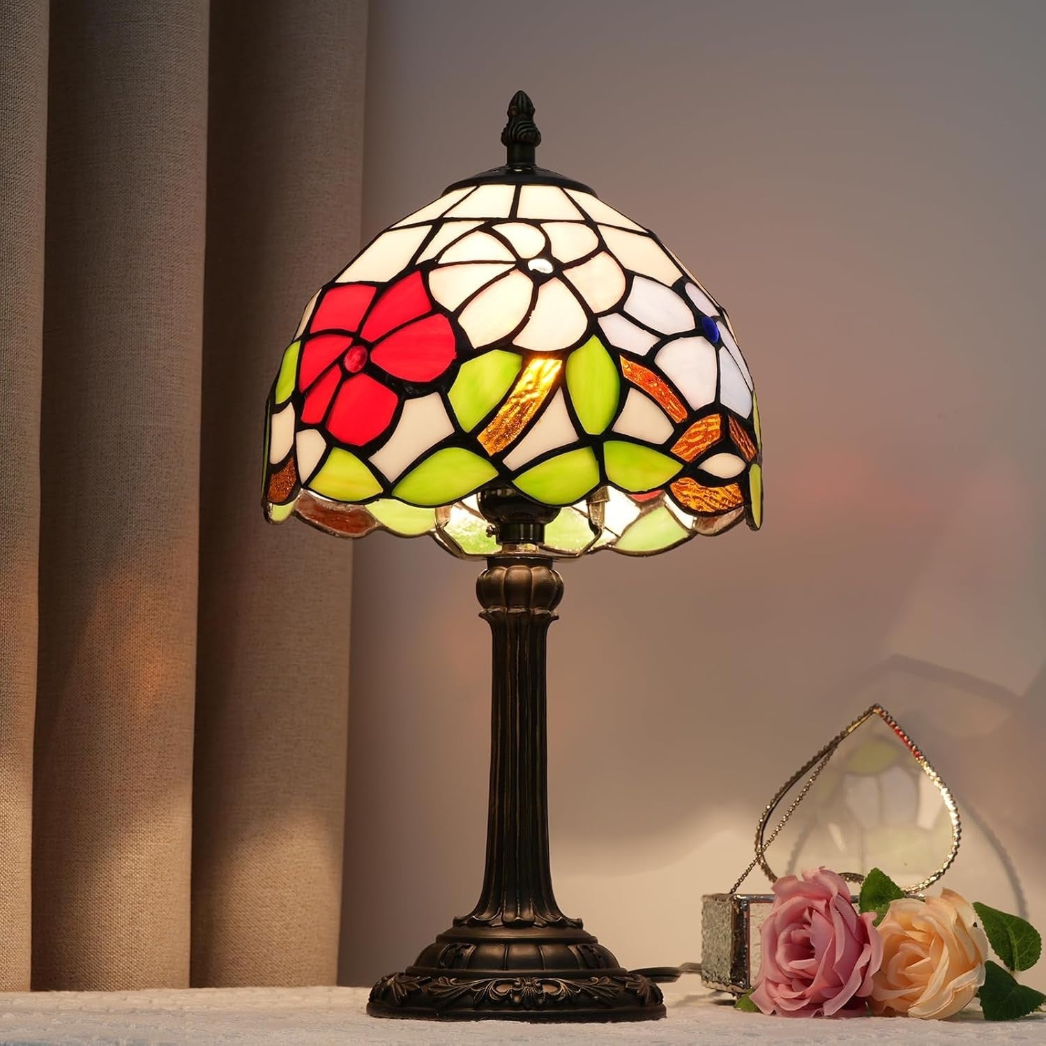 Stained Glass Tiffany Table Lamp 20x20x36cm Bedside Light Decor
