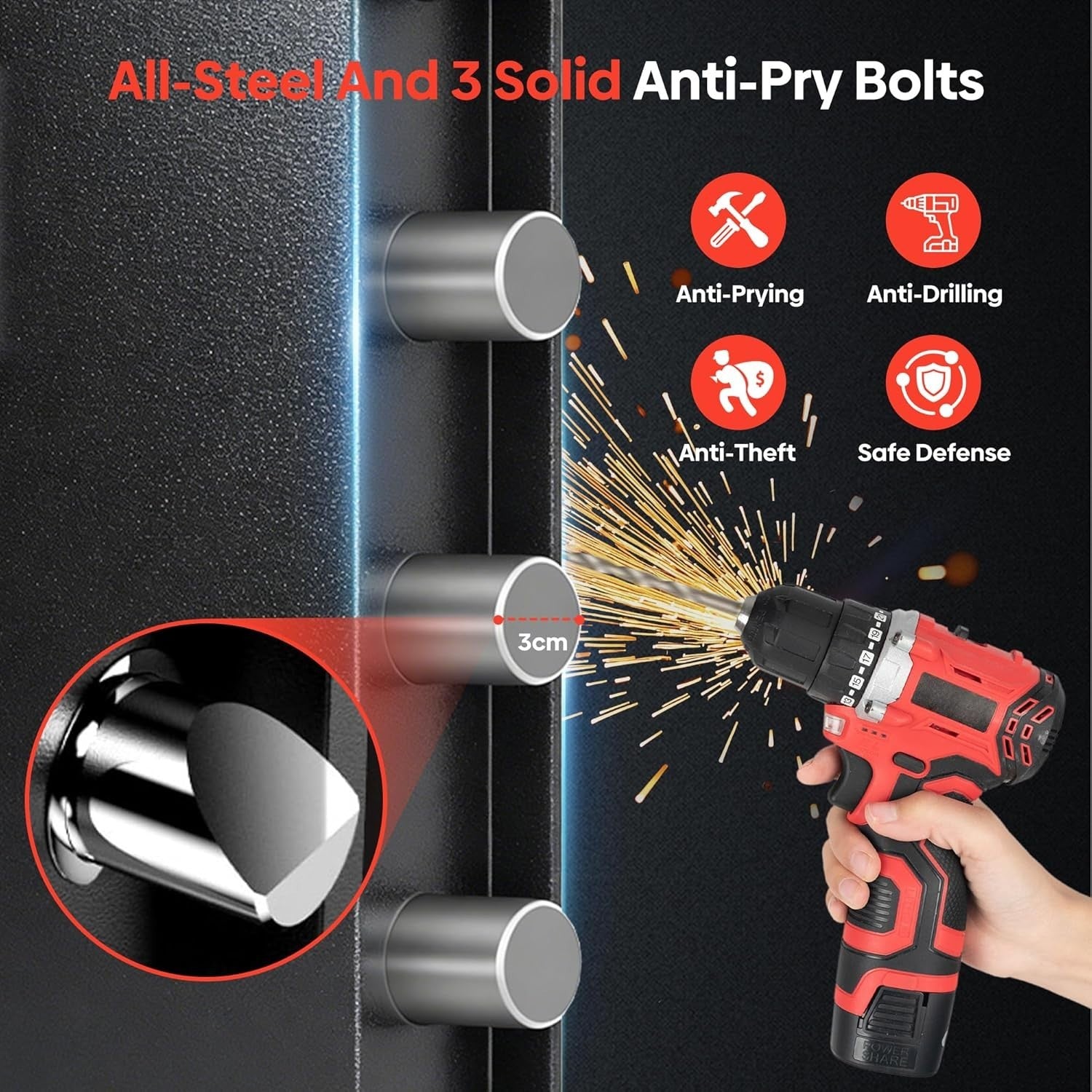 75L Fireproof Safe Box Digital Keypad Lock Home Office Security Safe