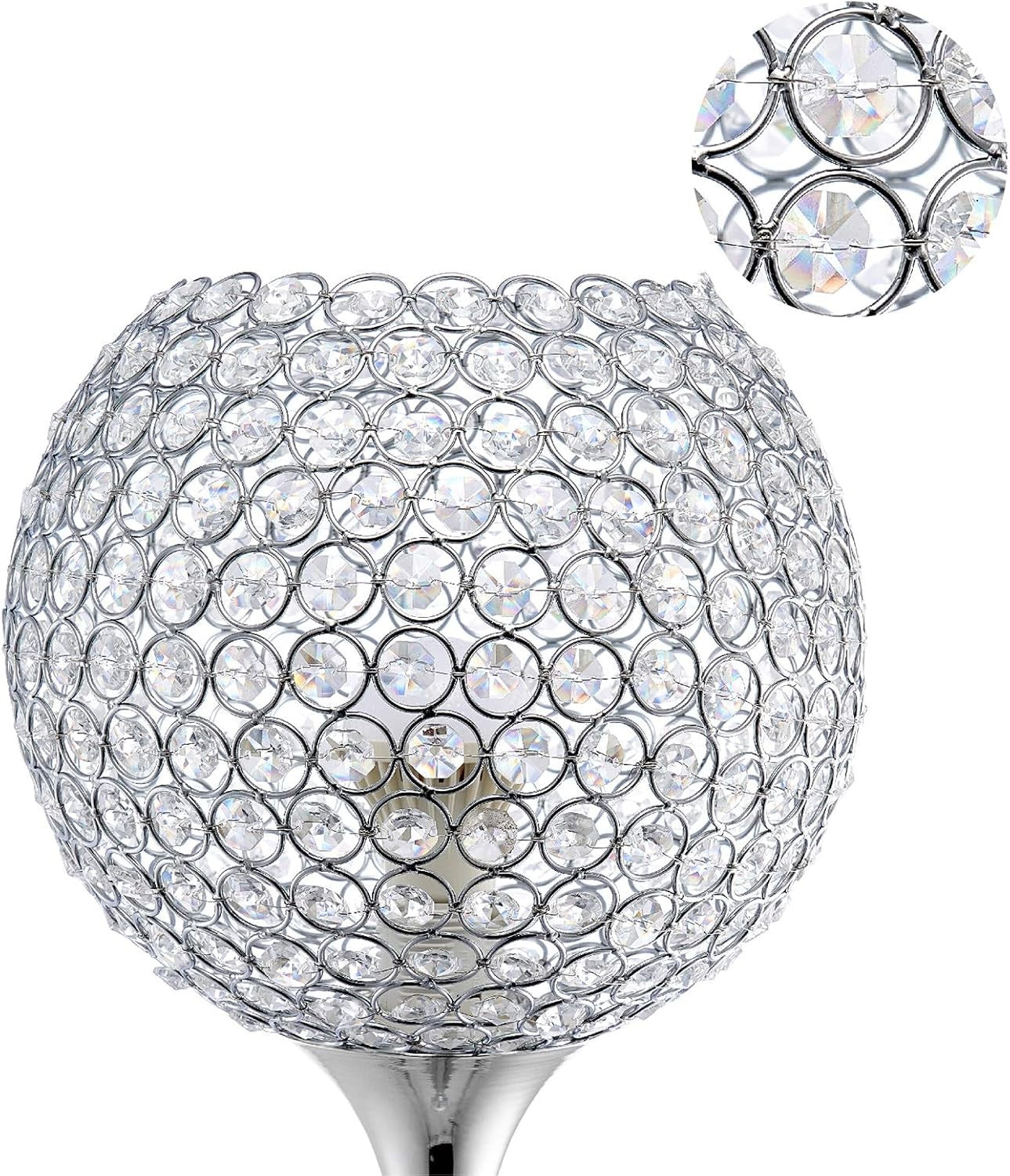 Crystal Floor Lamp Chrome Tall Standing Light E27 Modern Living Room Lamp