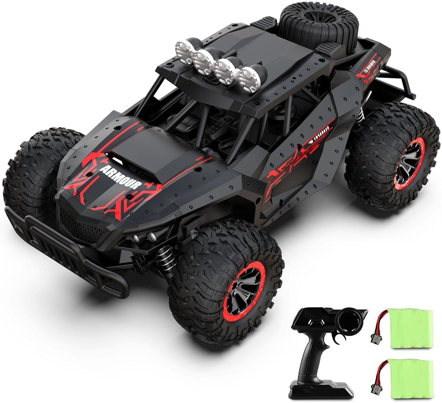 25KM/H RC Car 1:16 2.4GHz Off-Road Monster Truck with 2 Batteries 70min Play Gif