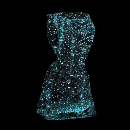 Small Glow Glass Flower Vase Origami Shape Luminous Table Home Decor