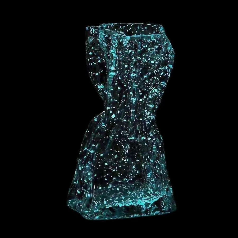 Small Glow Glass Flower Vase Origami Shape Luminous Table Home Decor