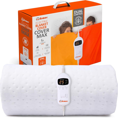 King Size Electric Heated Blanket Dual Zone 9 Heat Timer Full Coverage