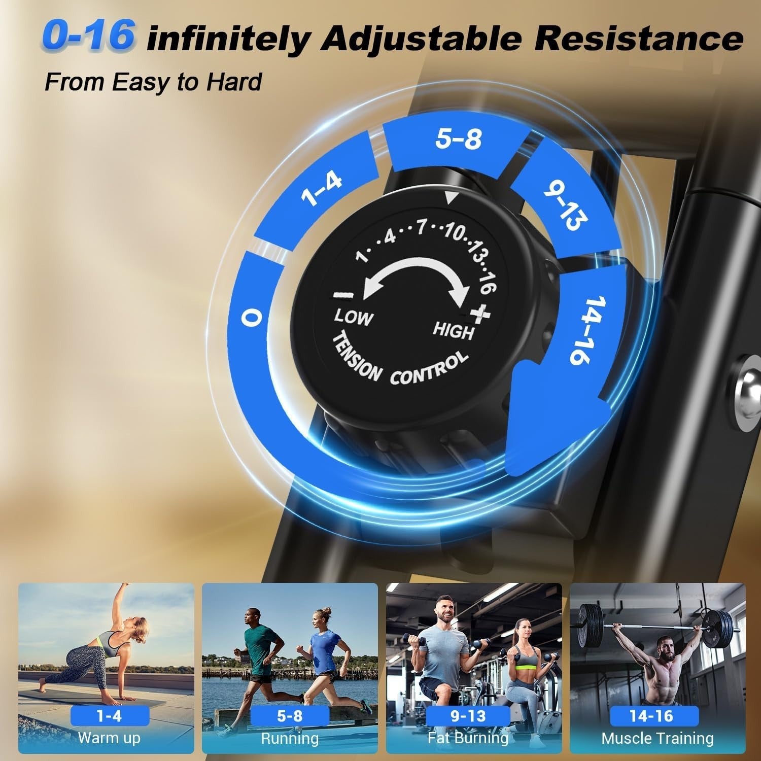 5-in-1 Folding Magnetic Exercise Bike w/ 16 Levels, LCD Monitor & 350lb Capacity