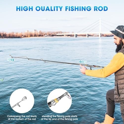 Telescopic Fishing Rod Reel Combo 1.8M Spinning Set Bag Lures Hooks Line