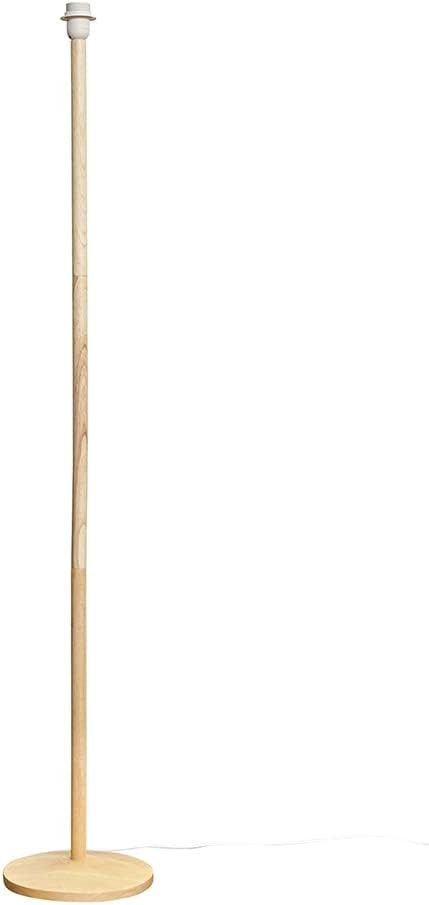 Tall Wooden Floor Lamp Base E27 Natural Wood Standing Light Foot Switch