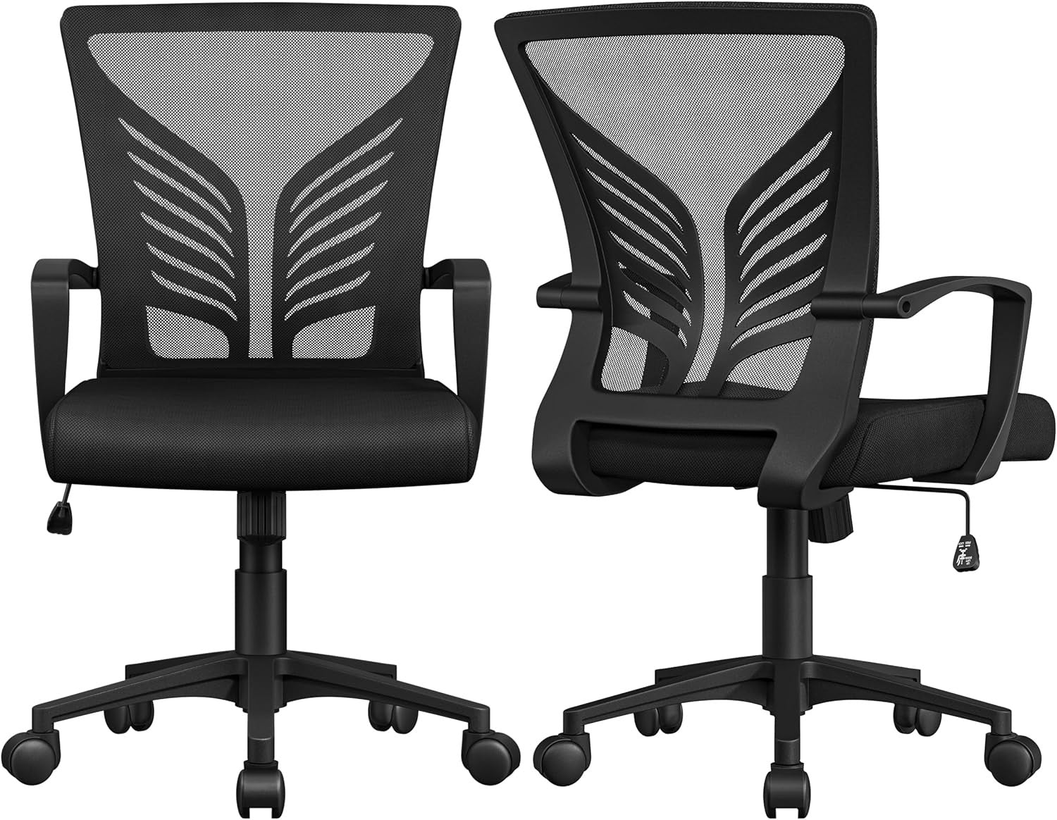2x Ergonomic Mesh Office Chair Mid Back Swivel Adjustable Lumbar