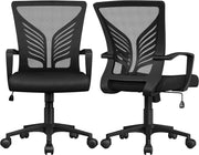 2x Ergonomic Mesh Office Chair Mid Back Swivel Adjustable Lumbar