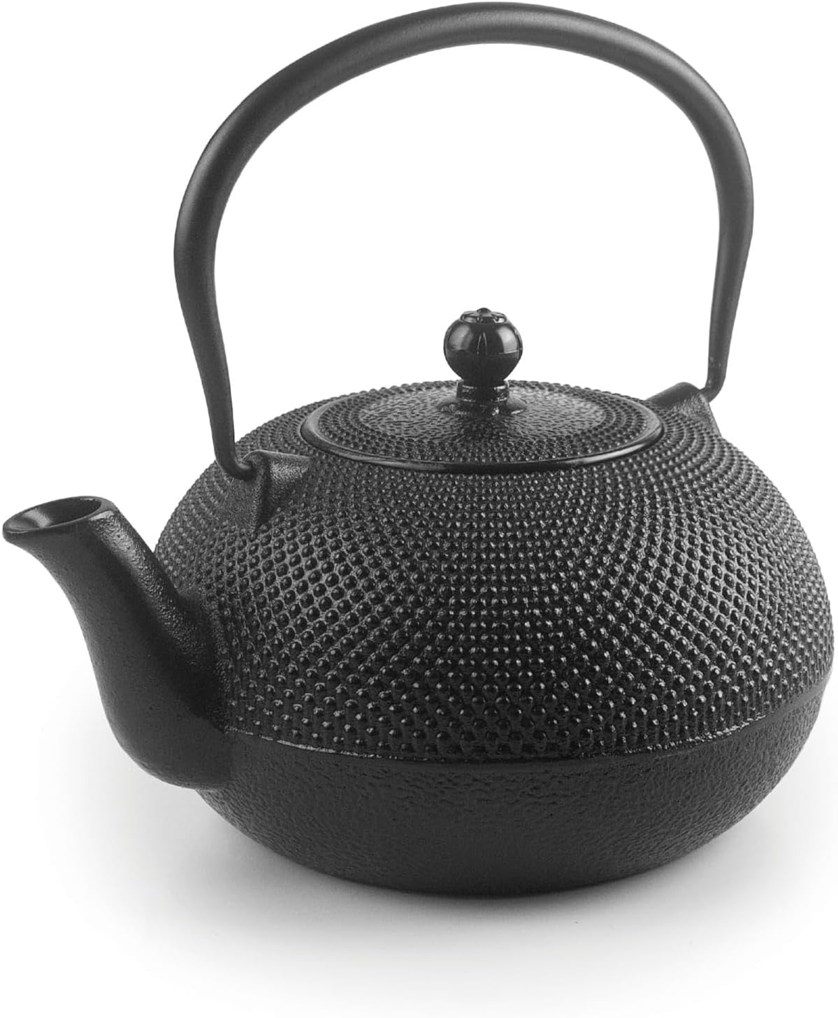 Cast Iron Teapot 300ml Black Tea Pot Stainless Steel Infuser Enamel