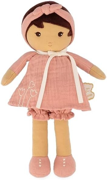 25cm Soft Fabric Baby Doll Pink Muslin Dress Personalised Ribbon Newborn Gift