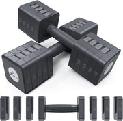 5-in-1 Adjustable Dumbbell Set Pair Up to 10kg Quick Change Home Gym Weights
