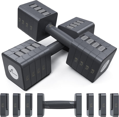 5-in-1 Adjustable Dumbbell Set Pair Up to 10kg Quick Change Home Gym Weights