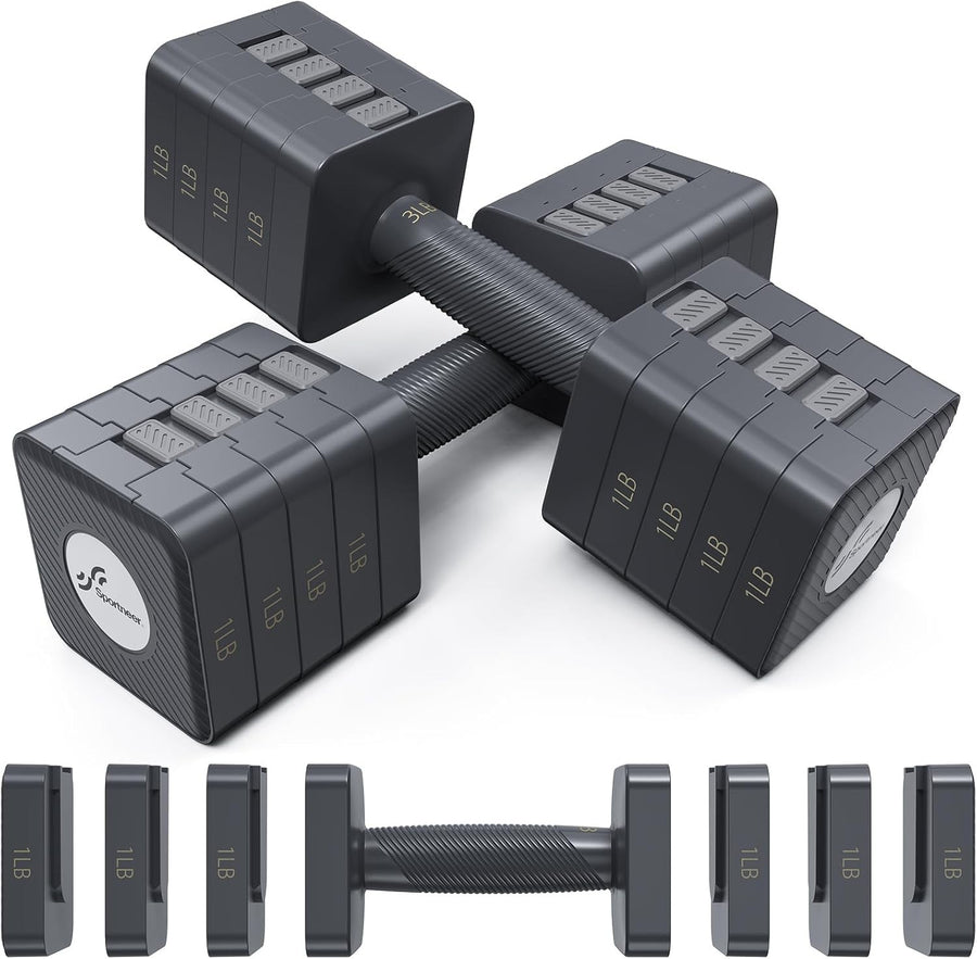 5-in-1 Adjustable Dumbbell Set Pair Up to 10kg Quick Change Home Gym Weights
