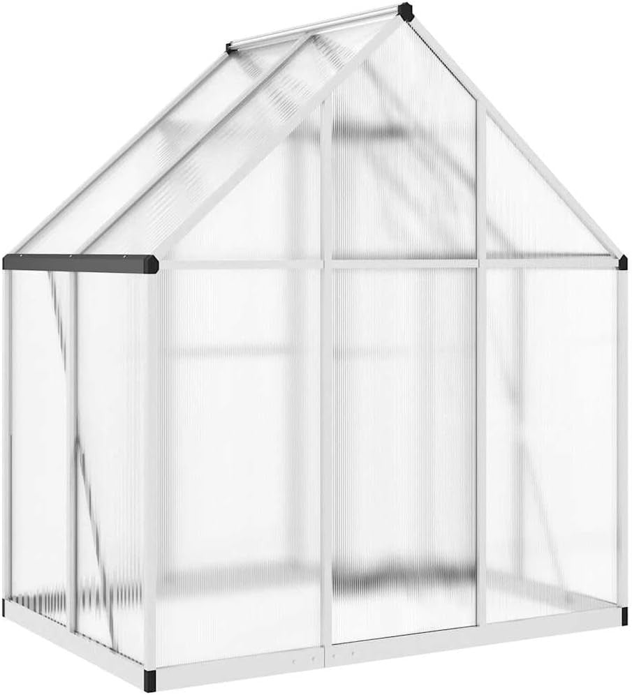 Walk-In Aluminium Greenhouse 169x114x195cm Silver Frame UV Panels Roof Vent