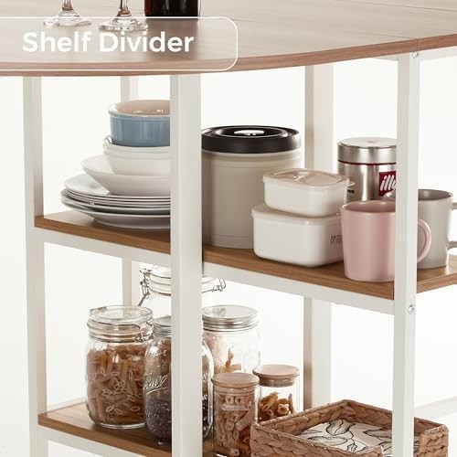 Oak & White Folding Dining Table Drop Leaf Mobile 4-6 Seat Small Space