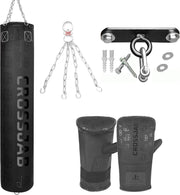 Filled Boxing Punching Bag 4FT Set Gloves Chain Ceiling Hook