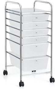 6 Drawer Rolling Storage Trolley Clear Utility Organizer Cart Wheels
