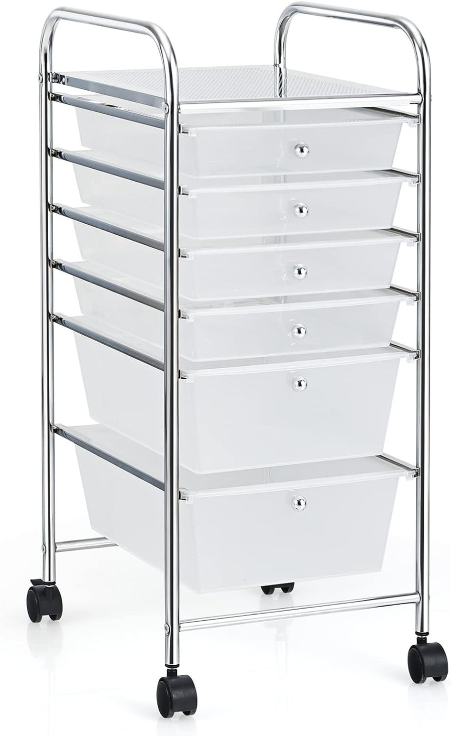 6 Drawer Rolling Storage Trolley Clear Utility Organizer Cart Wheels