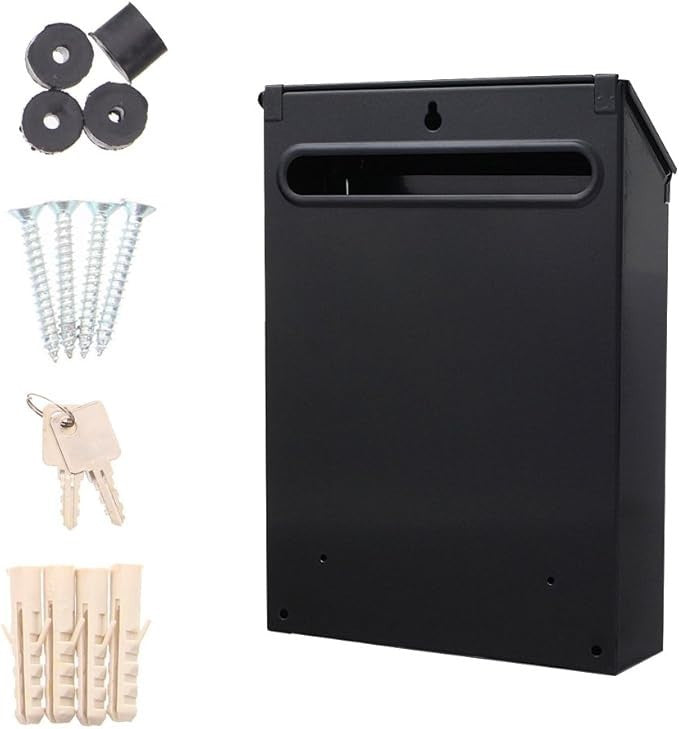 Secure Steel Wall Mailbox Lockable Double Entry Anthracite Post Box with Keys