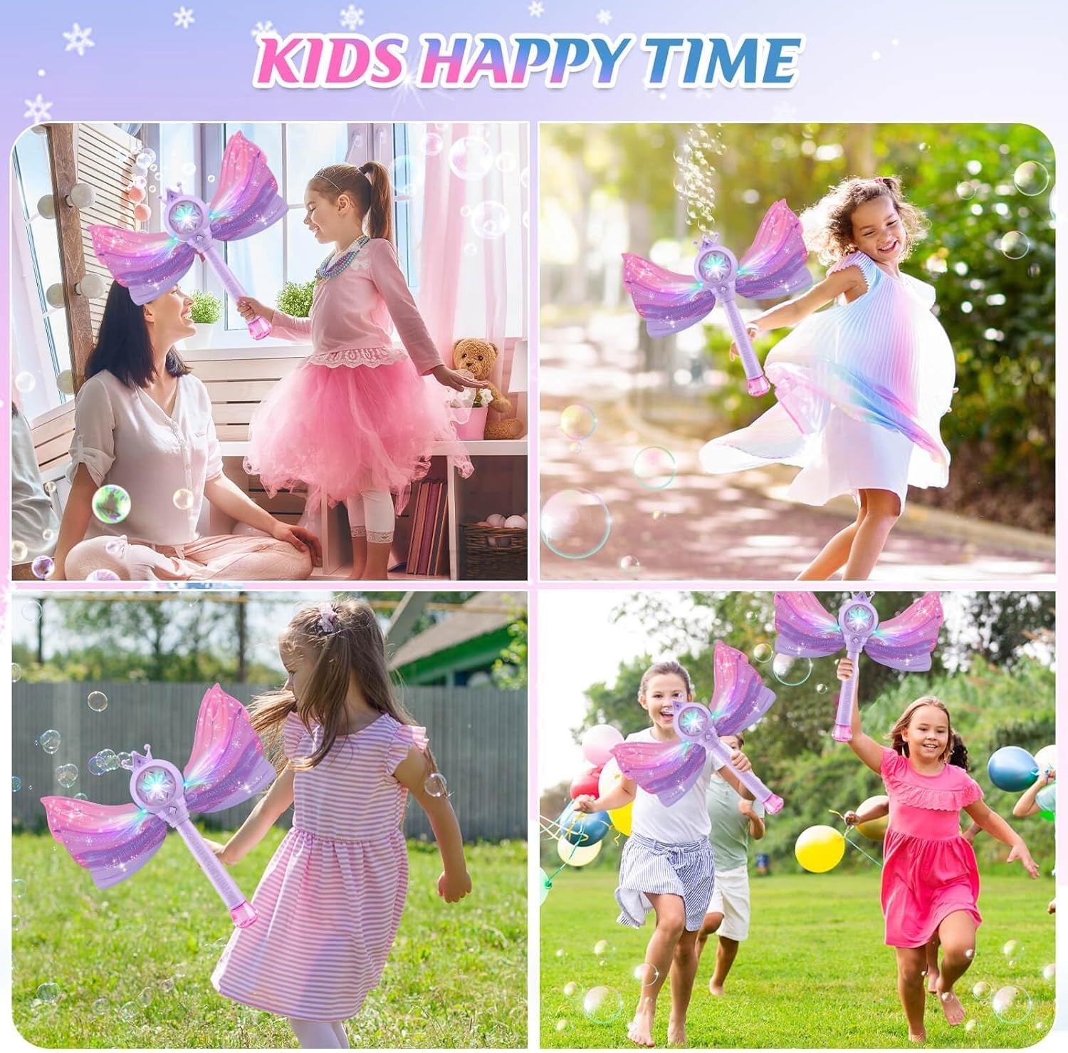 Kids Bubble Wand Light Music Fairy Princess Toy Purple