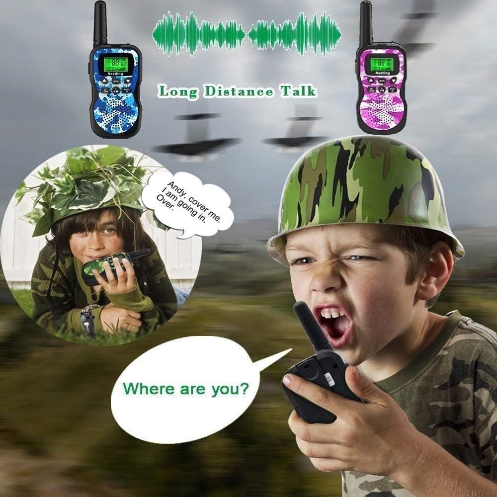 Kids Walkie Talkies 3 Pack Camouflage 2 Way Radios 3KM Range VOX LCD