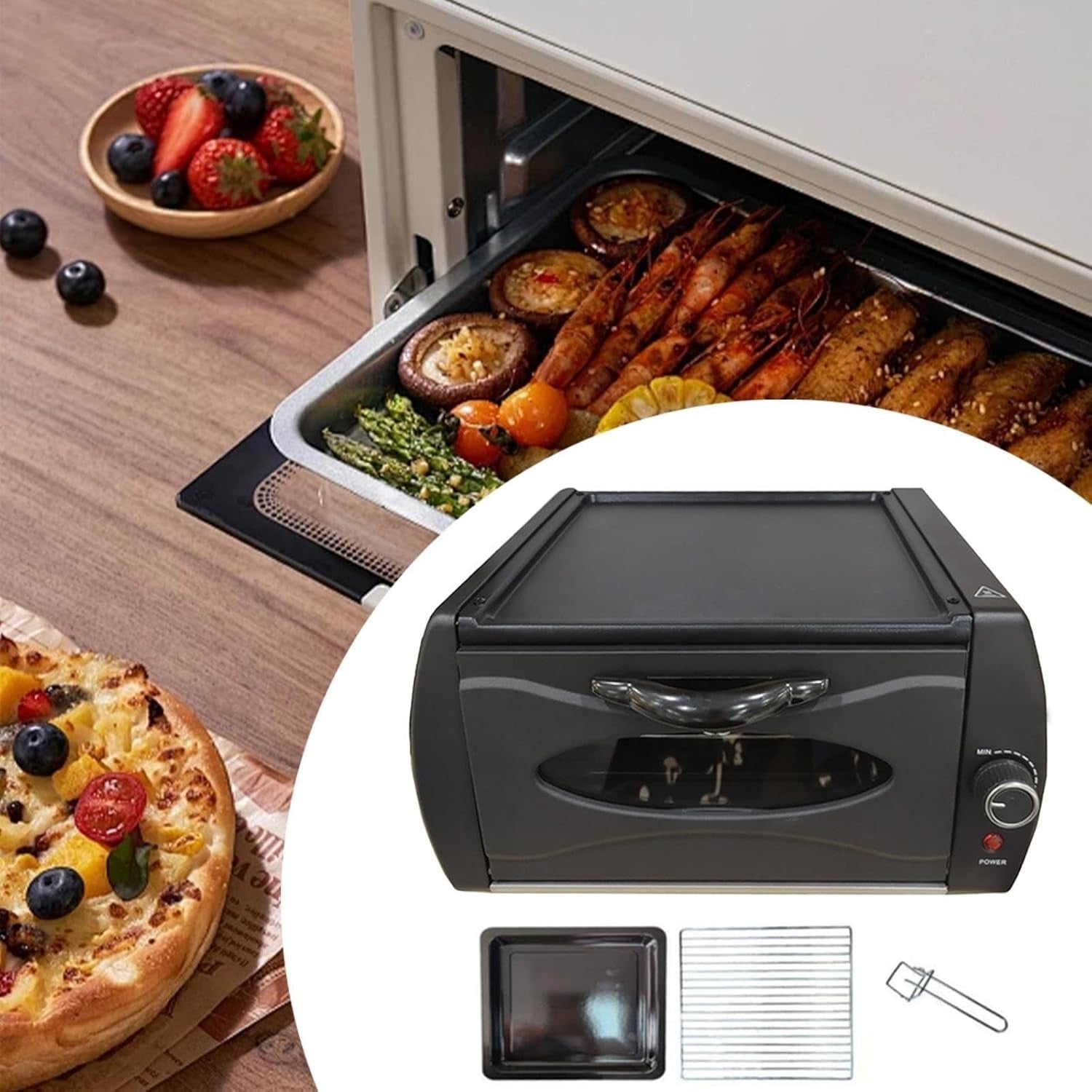14L Electric Breakfast Maker 2100W | Toaster Oven & Non-Stick Crepe Unit