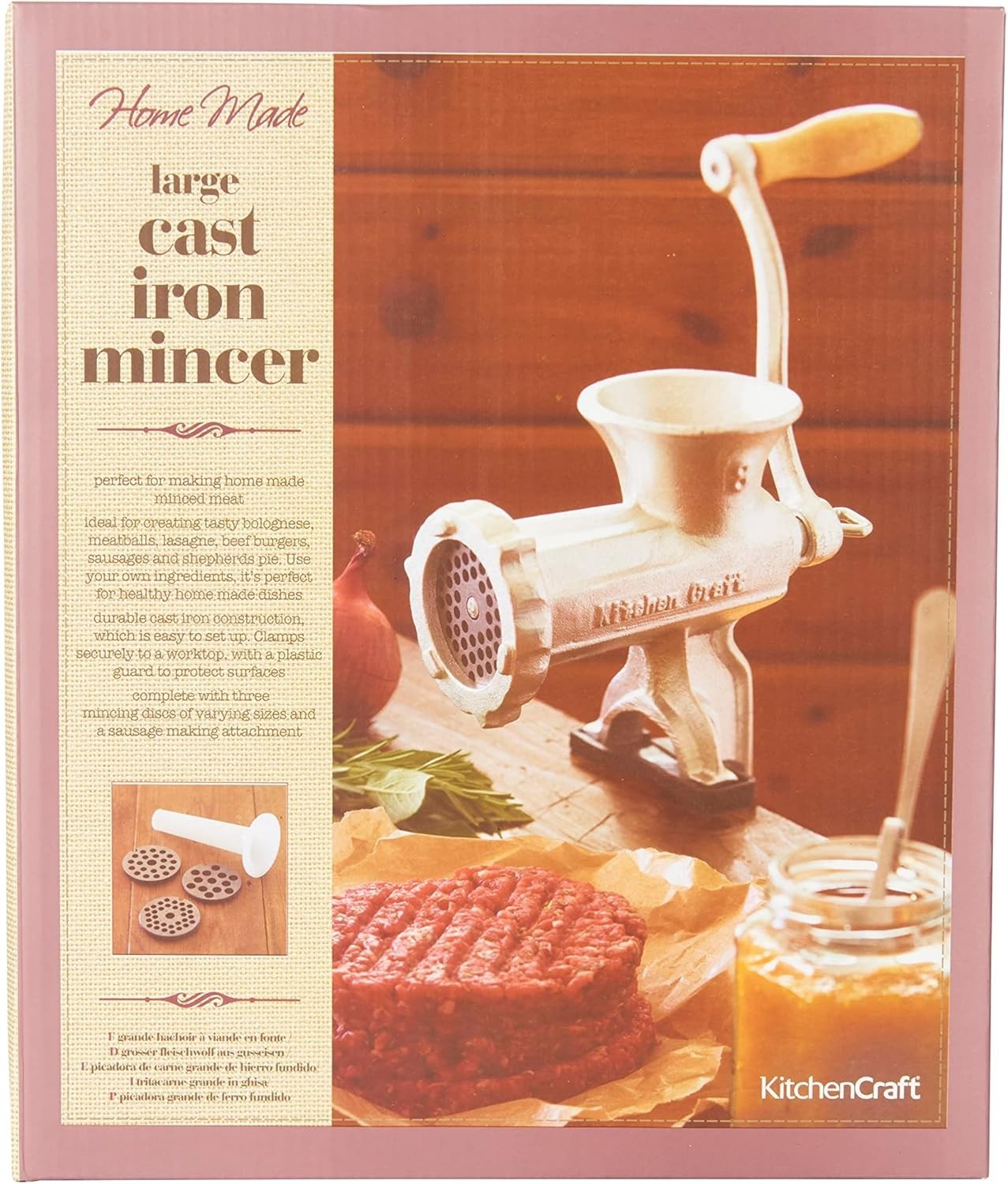 Cast Iron Meat Mincer Manual Sausage Maker Hand Crank Grinder No 5
