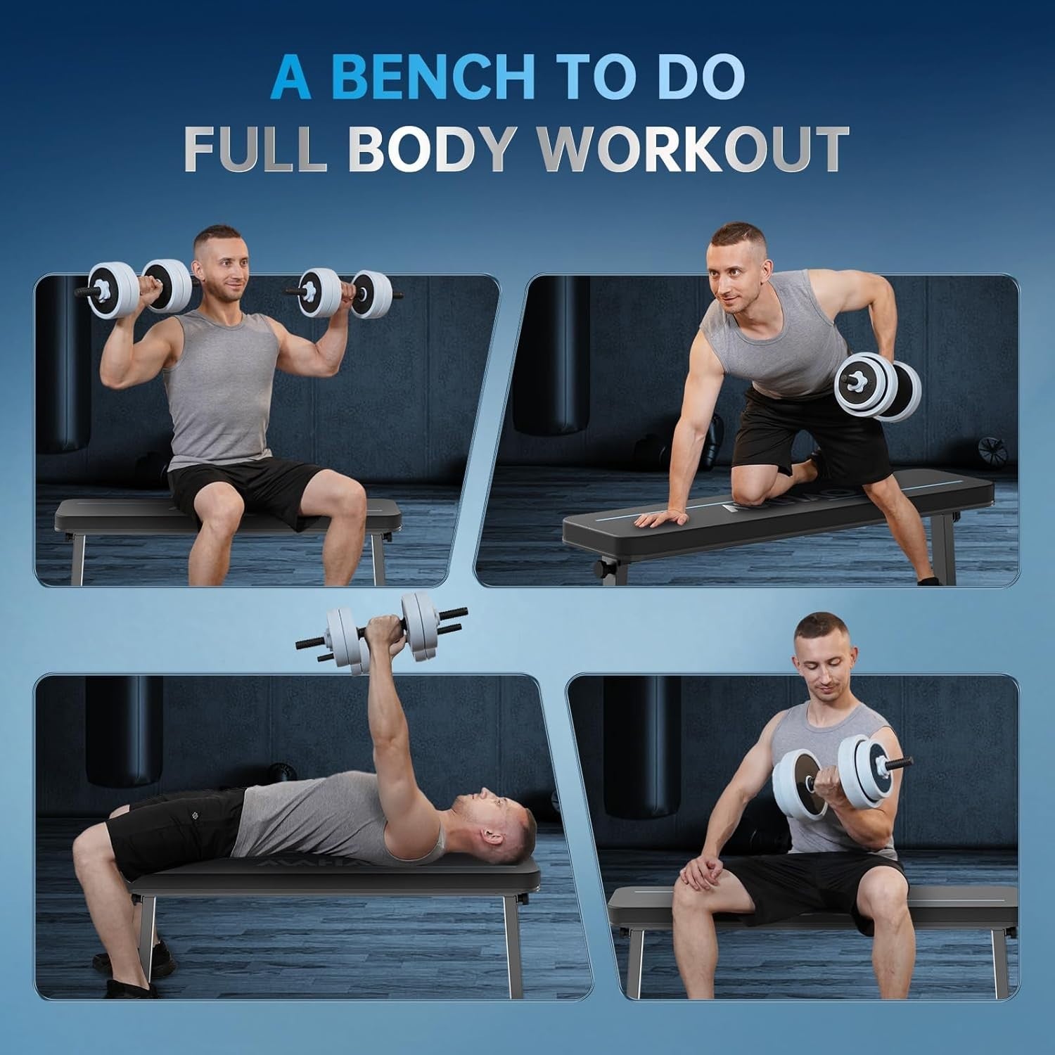Foldable Flat Weight Bench 300kg Heavy Duty Home Gym Training