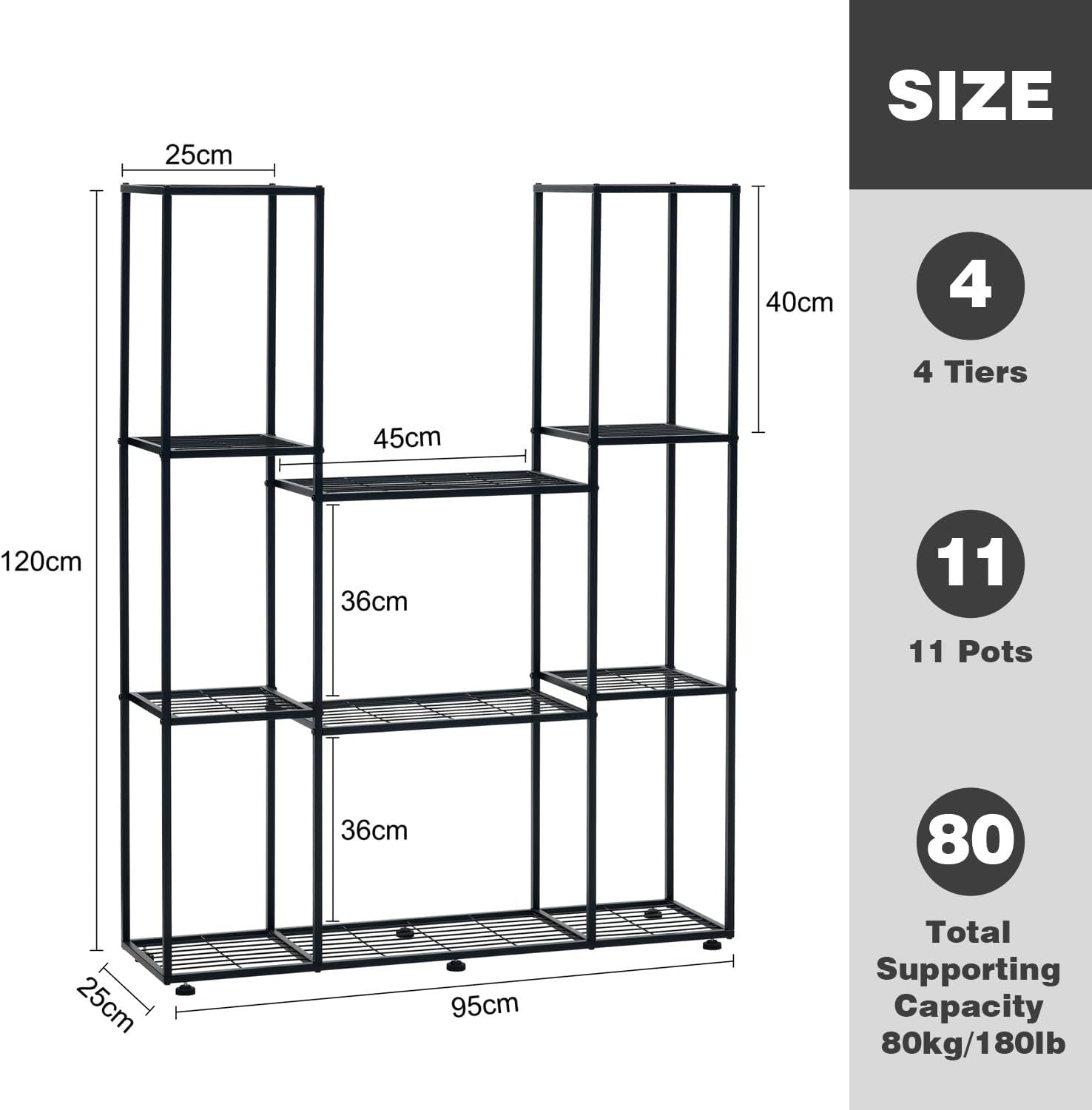 4 Tier Tall Metal Plant Stand Indoor Outdoor Flower Shelf Display Rack Black